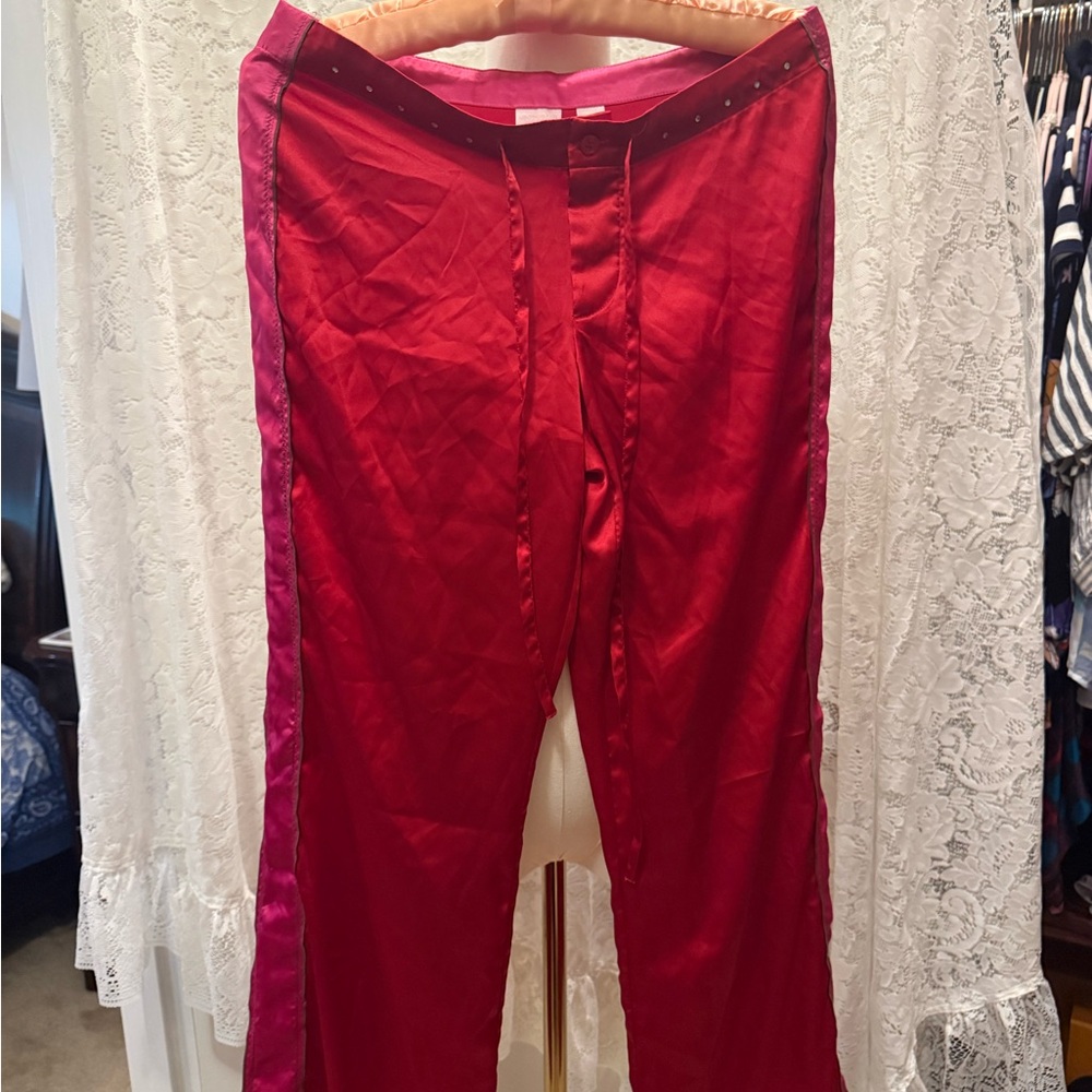 Vintage Y2K Victoria's Secret Red & Pink Satin Loungewear Pants